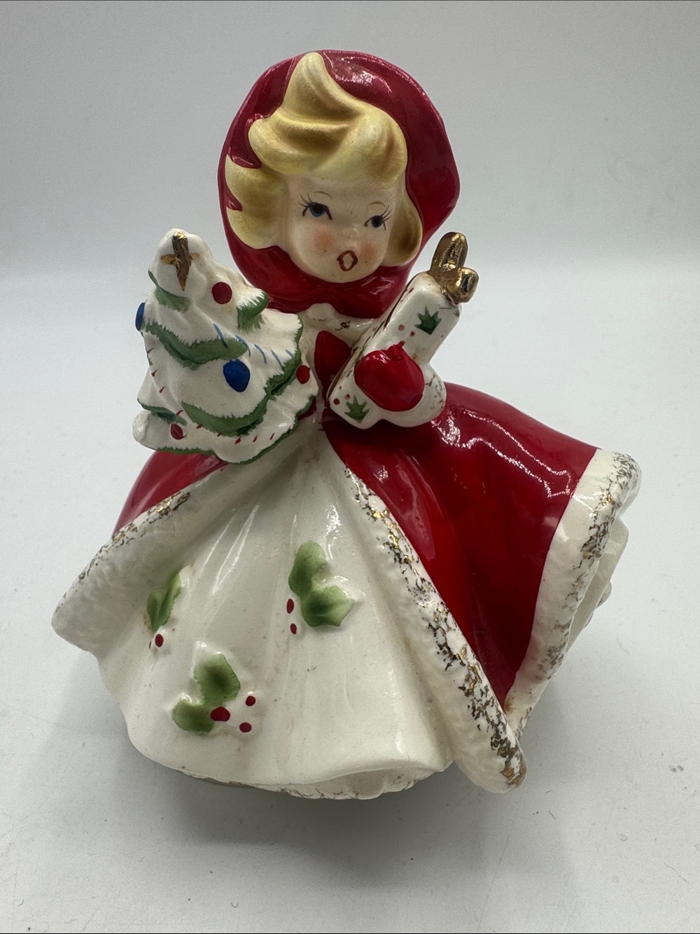 Vintage Musical Holiday Girl Ceramic Figurine